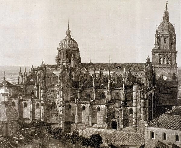 Spain. New Cathedral of Salamanca. Engraving