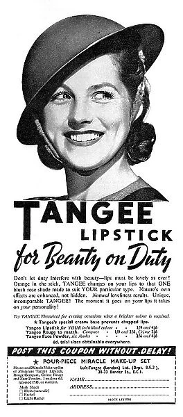 Tangee lipstick advertisement, 1939