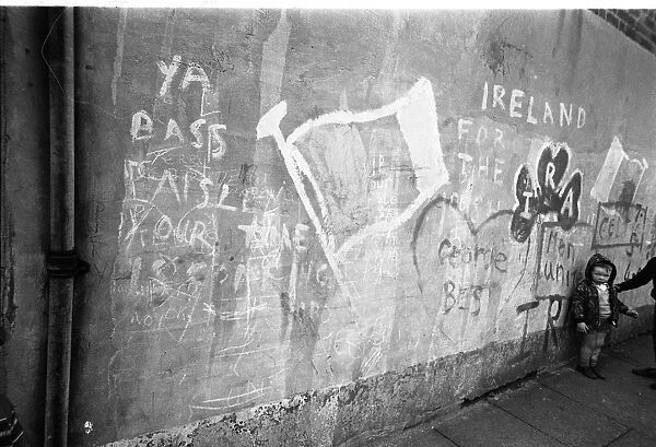 Toddler with IRA graffiti, Belfast, Northern Ireland