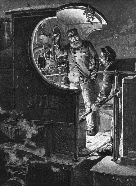 Train driver and stoker on engine footplate