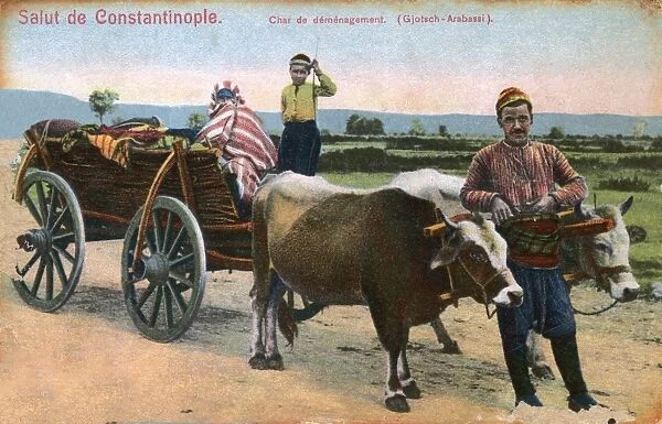 Turkey - Ox Cart and Passengers
