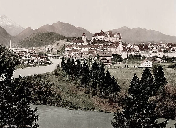 Vintage 19th century  /  1900 photograph: Fossen, a Bavarian town in Germany