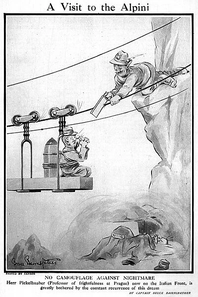 A Visit to the Alpini by Bruce Bairnsfather, WW1 cartoon