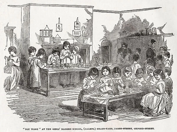 Young girls at a Ragged school in Grays Yard, James Street in Oxford Street, London