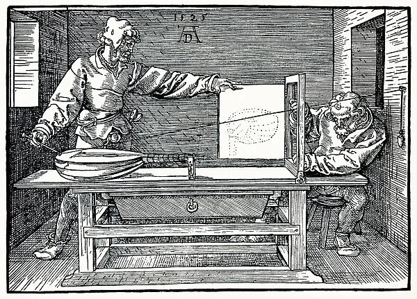 Artist drawing a lute