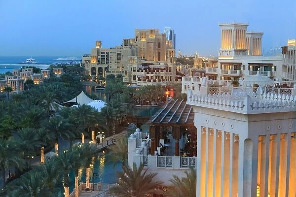 Arabesque architecture of the Madinat Jumeirah Hotel, Jumeirah Beach, Dubai