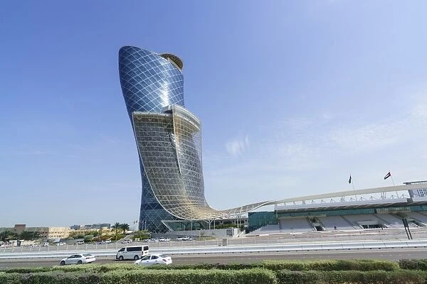 Capital Gate, sometimes called the leaning tower of Abu Dhabi, United Arab Emirates