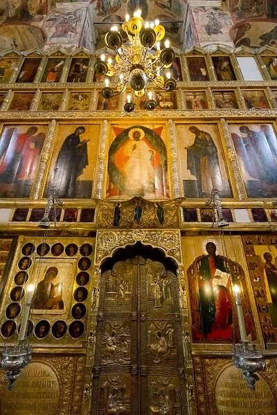 Doorway and Iconostasis inside the Assumption Cathedral, the Kremlin, UNESCO World Heritage Site