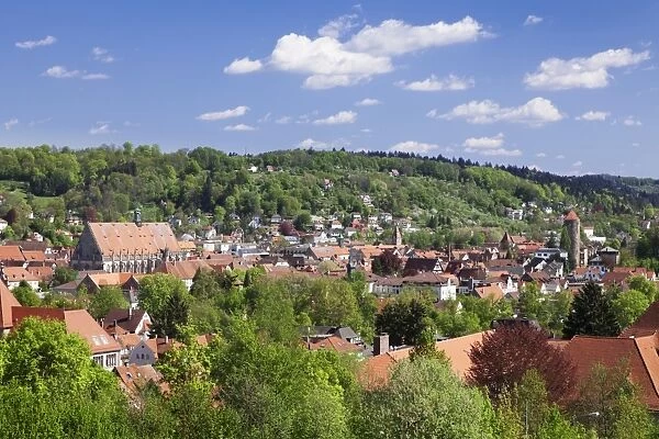 High angle view of Schwabisch Gmund, Baden Wurttemberg, Germany, Europe