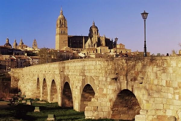 The Roman bridge and city from the Tormes River