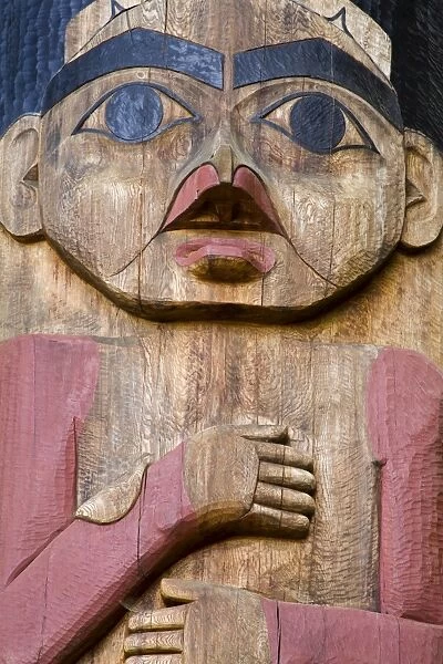 Totem pole in Sitka National Historical Park, Sitka, Baranof Island, Southeast Alaska