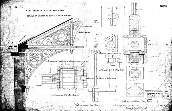 N. E. R New Station at South Stockton [Thornaby] - Details of Bracket to Lower Part of Spandril [1881]