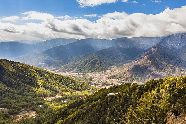Elevated view of the Paro District, Bhutan