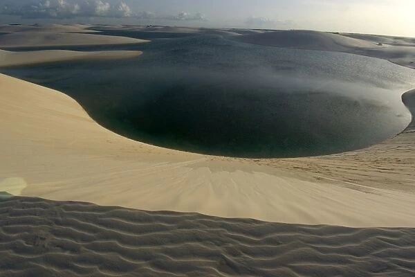Sand dunes around Gaivota Lake at Lencois Maranhenses National Park, Santo Amaro, Maranh o, Brazil