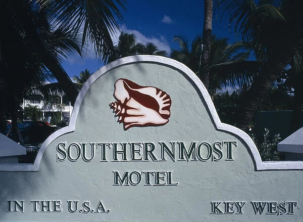10070207. USA Florida Key West Southernmost Hotel Sign Motel