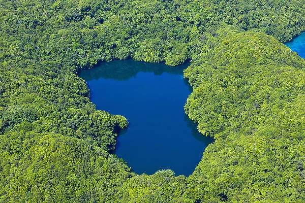 Aerial view of Jelly Fish Lake with Rock Islands, Palau