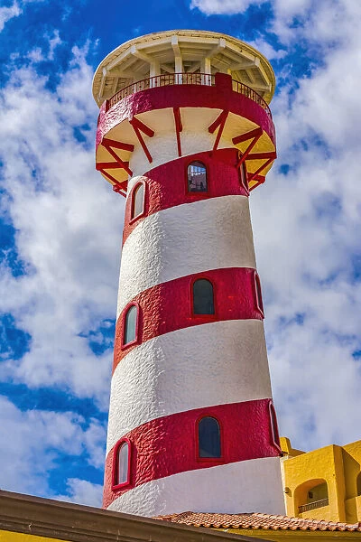 Colorful lighthouse marina harbor, Cabo San Lucas, Baja Mexico