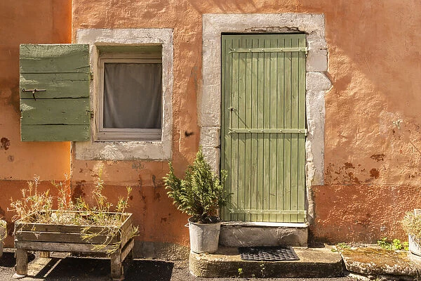 Europe, France, Cereste. Weathered old house exterior