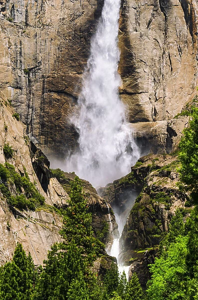Detail of Yosemite Falls, Yosemite National Park, California, USA