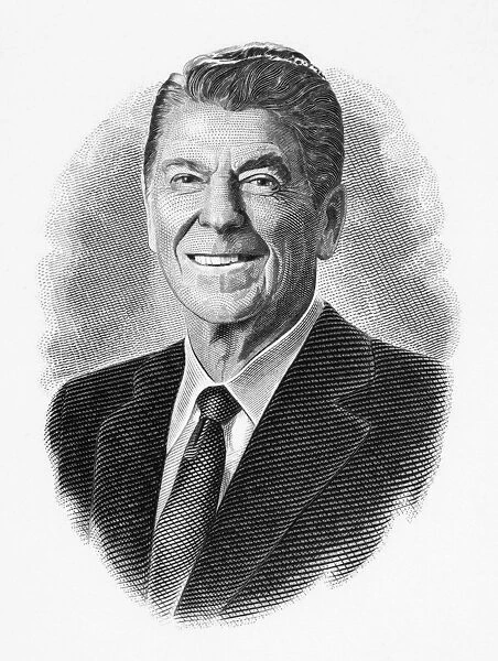 40th President of the United States. Steel engraving, c1980