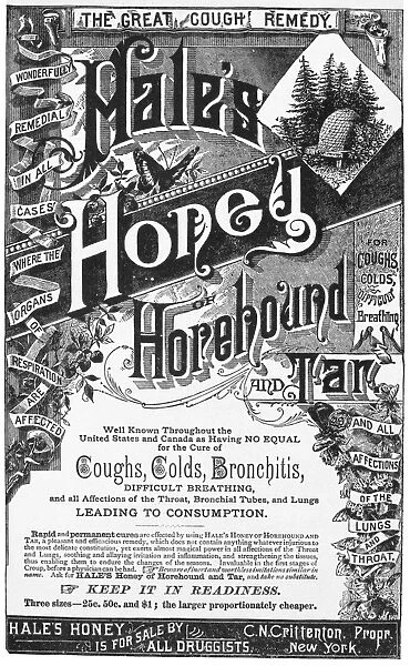 American advertisement, 19th century, for the great cough remedy, Hales Honey of Horehound Tar