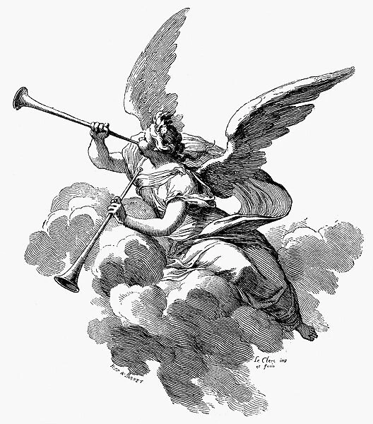 ANGEL. Wood engraving, French, 19th century