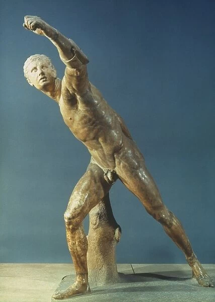BORGHESE GLADIATOR. Marble sculpture by Agasias of Ephesus, early 1st century B. C