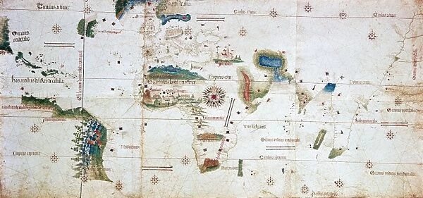 CANTINO WORLD MAP, 1502. The Cantino chart of 1502, the earliest Portugese manuscript