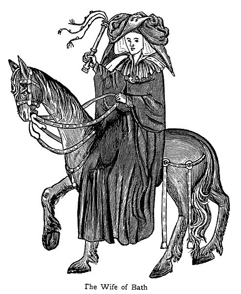 CHAUCER: THE WIFE OF BATH. From the Cambridge University manuscript of Chaucers Canterbury Tales
