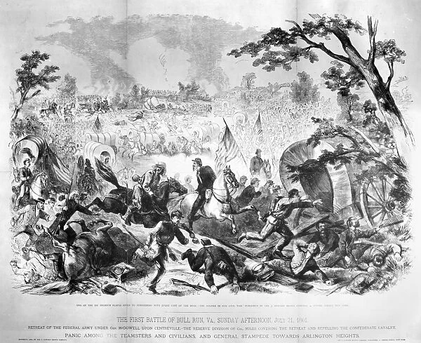 CIVIL WAR: BULL RUN, 1861. The First Battle of Bull Run, 21 July 1861. Wood engraving, American, 1861