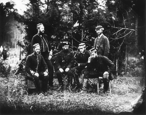 CIVIL WAR: YORKTOWN, 1862. Group of English soldiers in front at Camp Winfield Scott in Yorktown