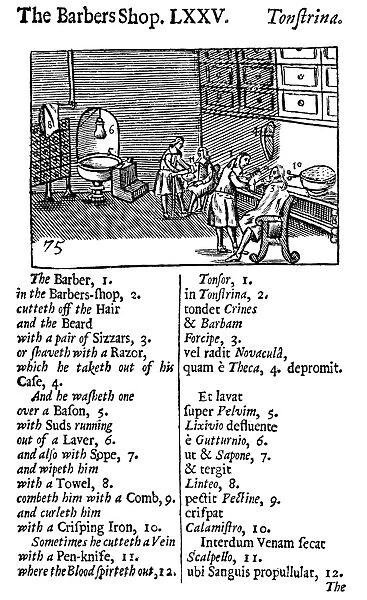 COMENIUS: ORBIS SENSUALIUM. A page showing the method of teaching in an early edition