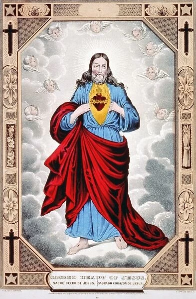 CURRIER: SACRED HEART. Sacred Heart of Jesus. Lithograph by Nathaniel Currier