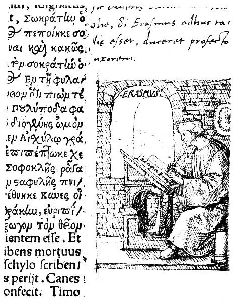 DESIDERIUS ERASMUS (1456?-1536). Dutch humanist and scholar