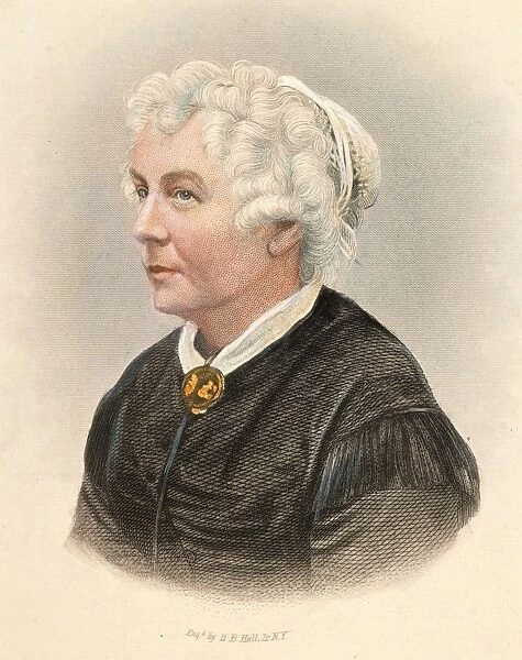 ELIZABETH CADY STANTON. American woman-suffrage advocate, (1815-1902). Colored engraving, American, 19th century