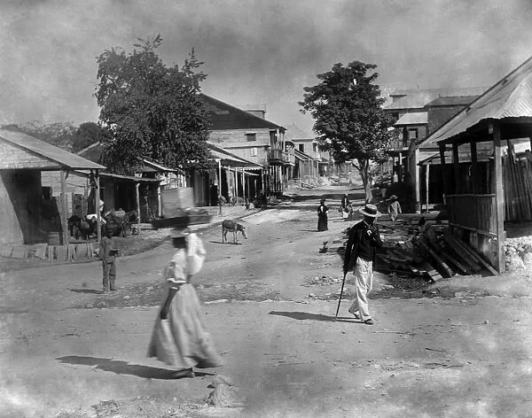 HAITI: PORT-AU-PRINCE. Street scene in Port-au-Prince, Haiti. Photograph, c1890-1901