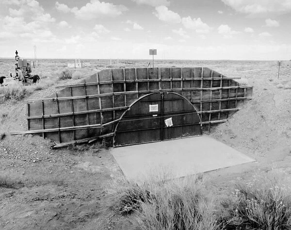 IDAHO: BUNKER, c1965. The entrance of a bunker welded shut at the Idaho National
