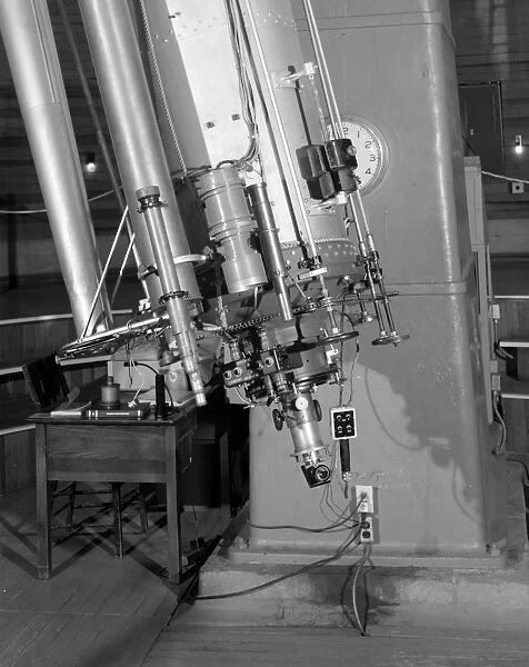 LOWELL OBSERVATORY. The base of the telescope in the Clark Telescope Dome at the