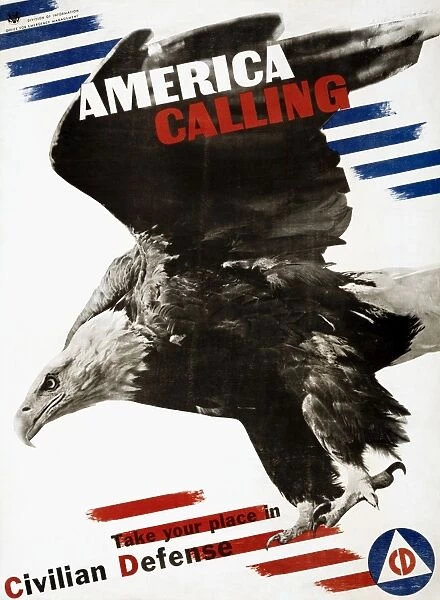 WORLD WAR II POSTER, 1941. America Calling. American World War II poster for the Division of Information of the Office of Emergency Management, 1941, seeking volunteers for civilian defense. Designed by Herbert Matter