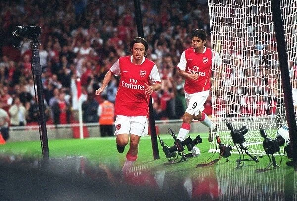 Tomas Rosicky and Eduardo Celebrate Arsenal's First Goal in Champions League Victory over Sparta Prague (3:0)