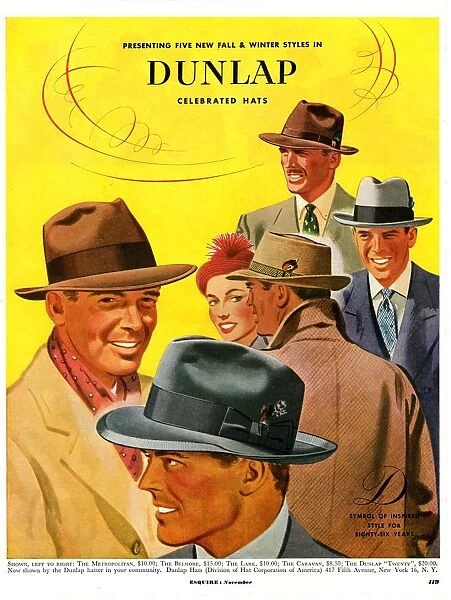 Dunlap 1950s USA mens hats admirers