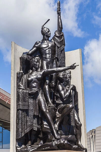 The statue of the explorer Kupe Raiatea by William Trethewey in Wellington, New Zealand