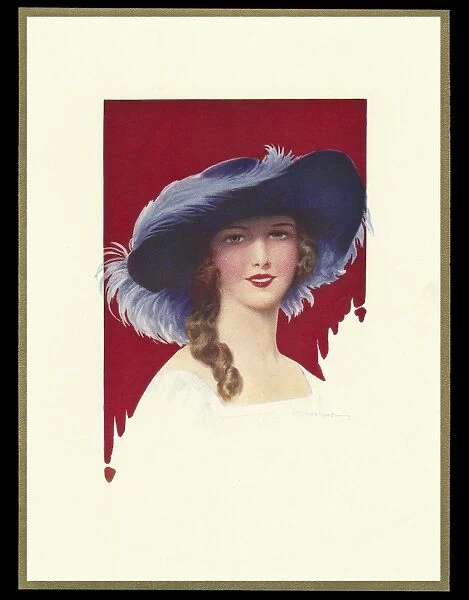 Chocolate box design, lady in wide-brimmed hat