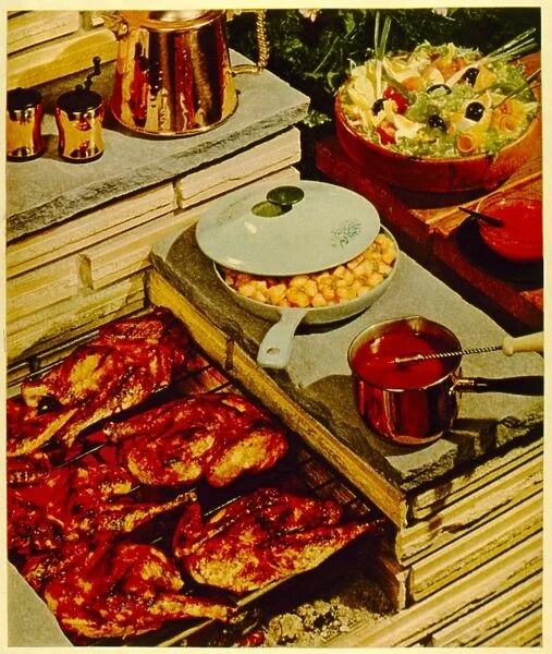 Display of barbecue food