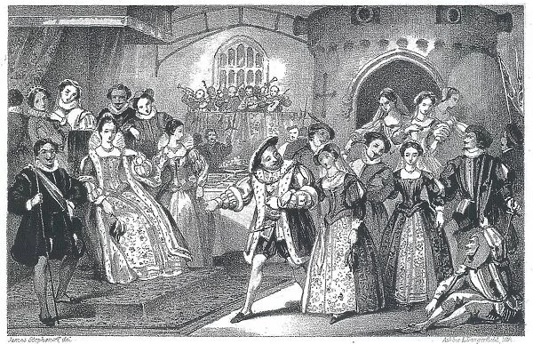 19th Century illustration showing King Henry VIII of England, at court