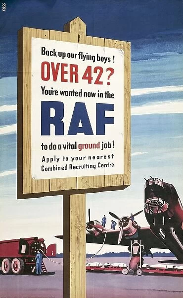Advertisement for recruitment of soldiers for English Royal Air Force, from World War II, 1942