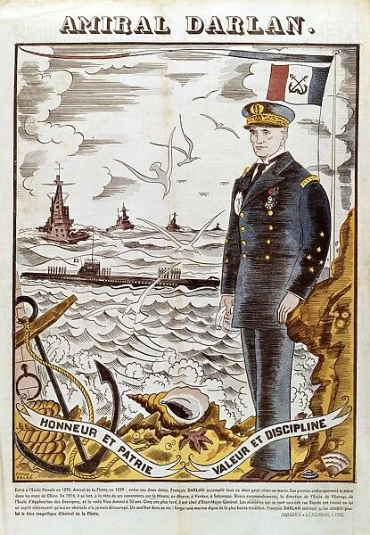 Admiral Darlan, print, 1940. Jean Francois Darlan (1881-1942), in Second