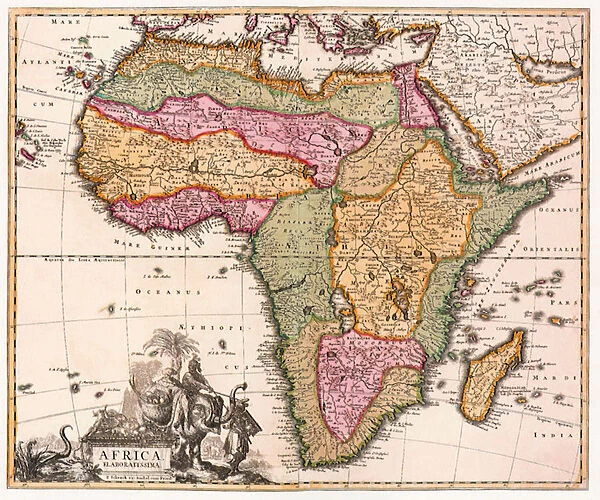 Africa. Map of Africa 1706, Schenck, Pieter