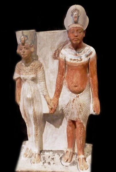 Akhenaten and Nefertiti after 1345 BC. AD (after year 9 of the realm) painted limestone