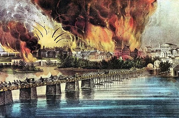 American Civil War: The fall of Richmond, Virginia, 2 April 1865. Confederates abandoning